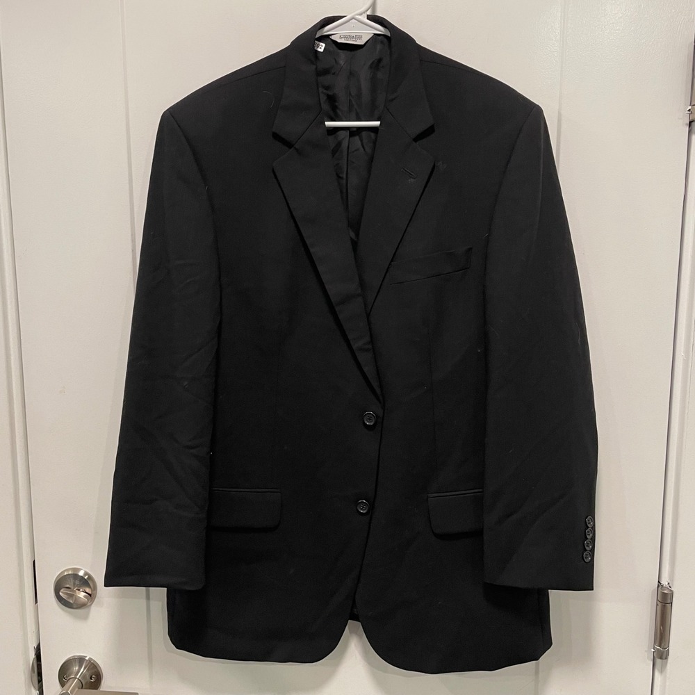 Joseph & Feiss Men 42R Blazer Black 100% Worsted Wool Comfort Stretch Sport Coat